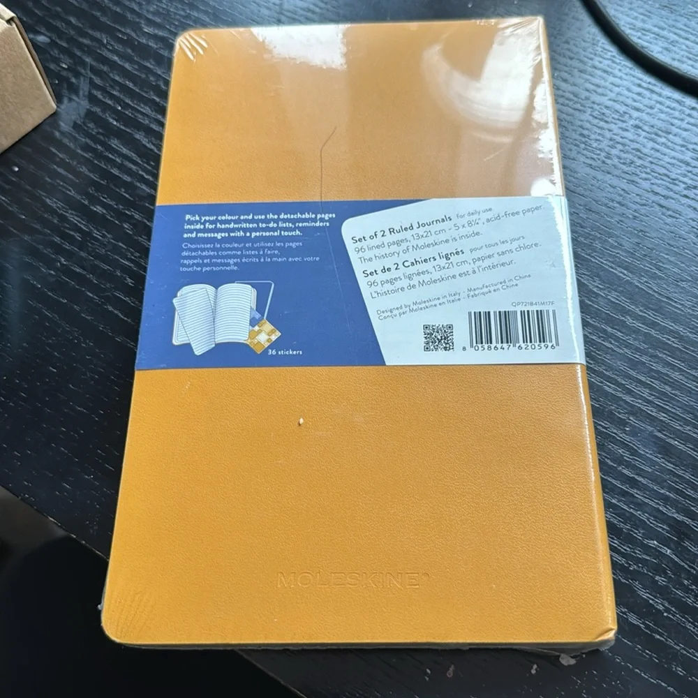 Moleskine set of 2 volant collection forget-me-not blue and amber ruled journal